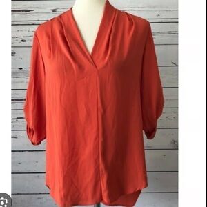 Ladies Mossimo XL Orange Roll-tab Sleeve Blouse EUC